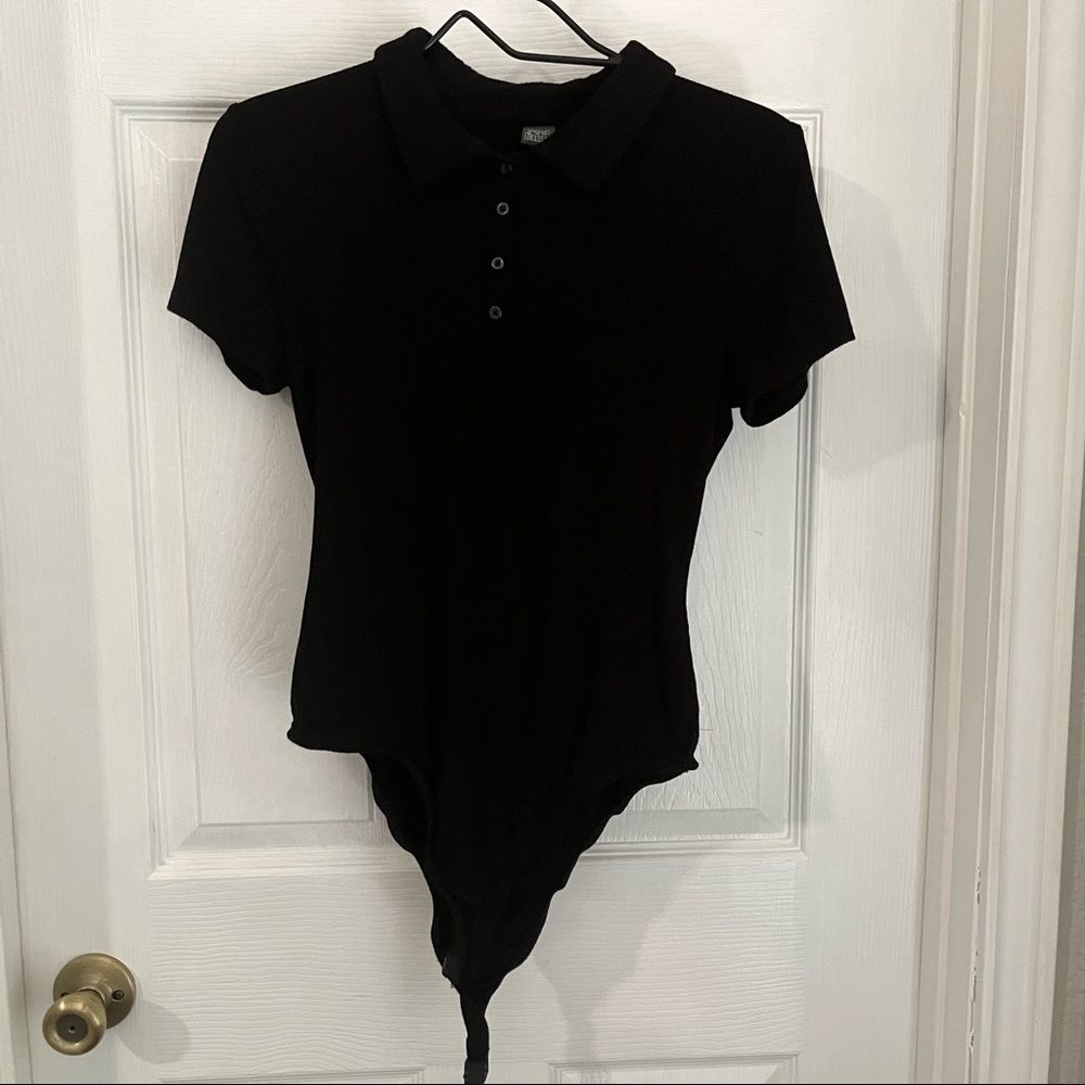 Black Collared Bodysuit